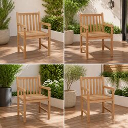 Enhance Your Patio with 4 Rustic Teak Wood Chairs