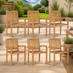 Transform Your Patio with 6 Piece Wooden Chair Set
