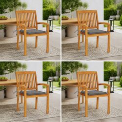 Elegant Grey Stacking Chairs with Cushions for Outdoor Spaces