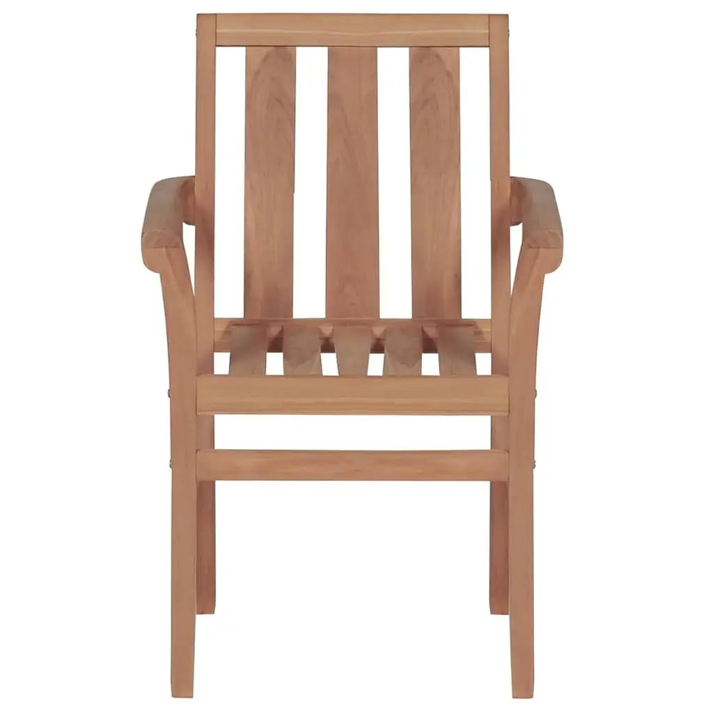 Stackable Garden Chairs 4 Piece Set Brown Teak Wood Outdoor Furniture