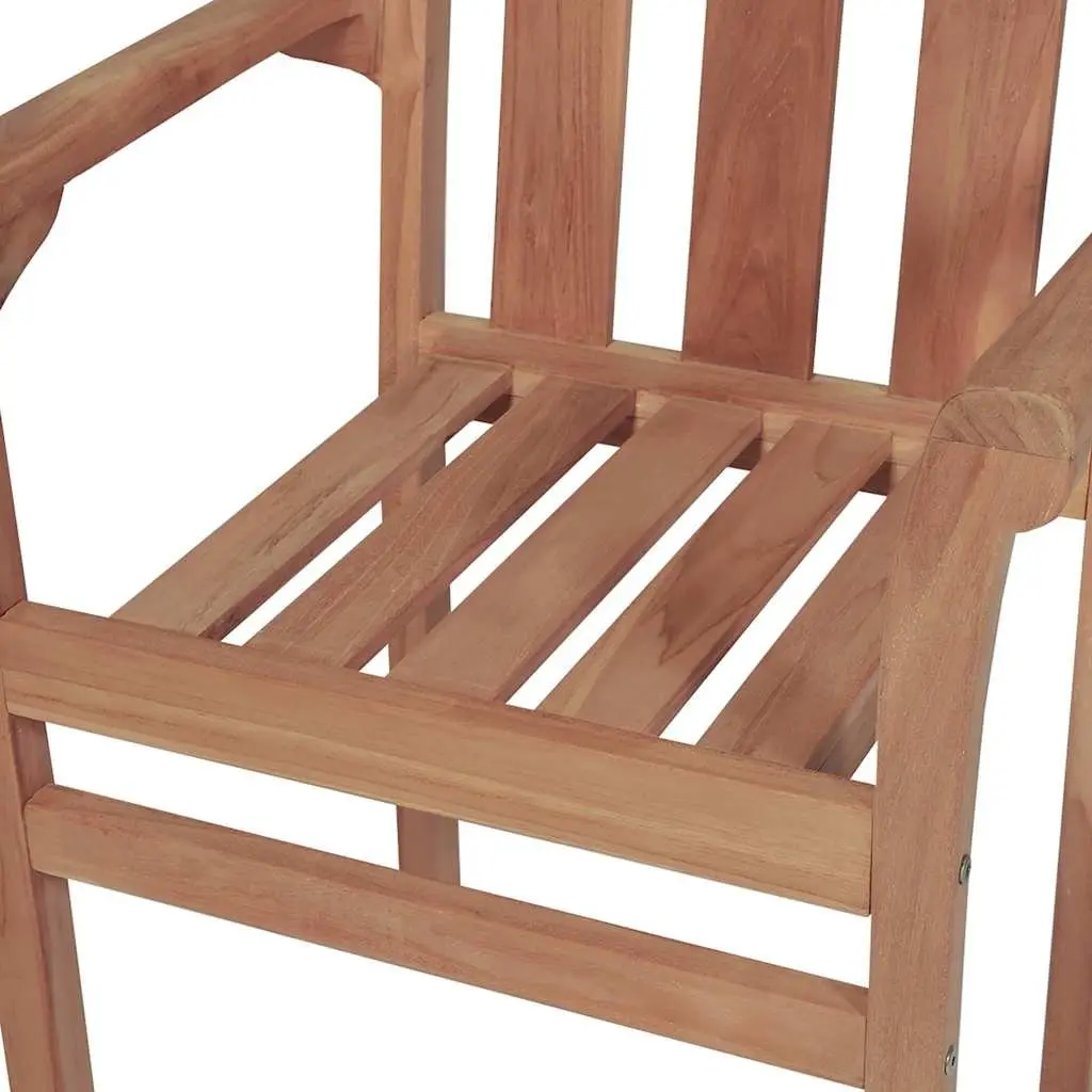 Stackable Garden Chairs 4 Piece Set Brown Teak Wood Outdoor Furniture