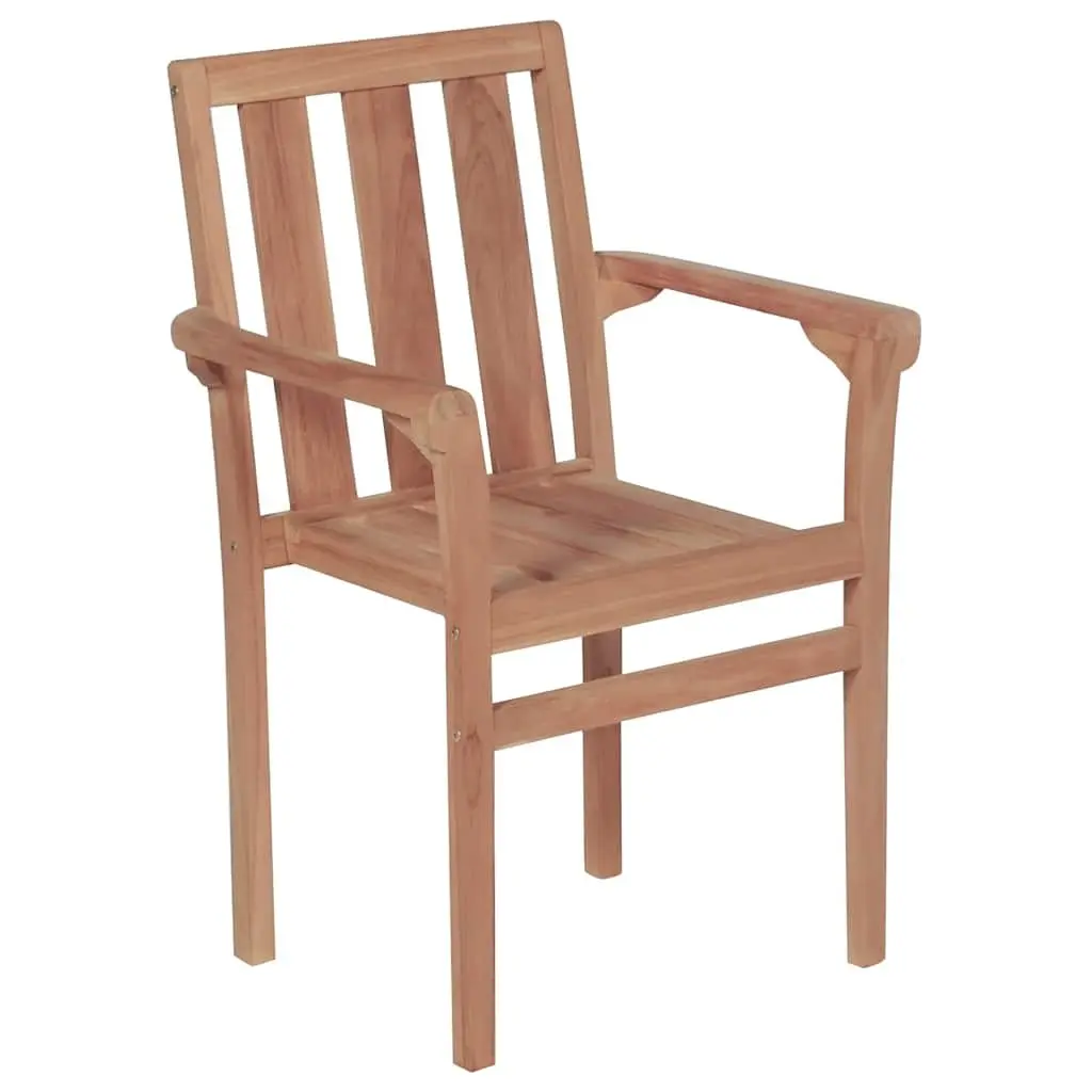 Stackable Garden Chairs Teak Wood Outdoor Seating with Cushions 4 Piece Set