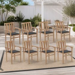Enhance Your Outdoor Space with 8 Stackable Teak Chairs
