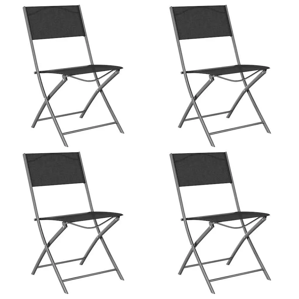 5 Piece Outdoor Dining Table and Chairs Set Anthracite Steel Frame Garden Furniture