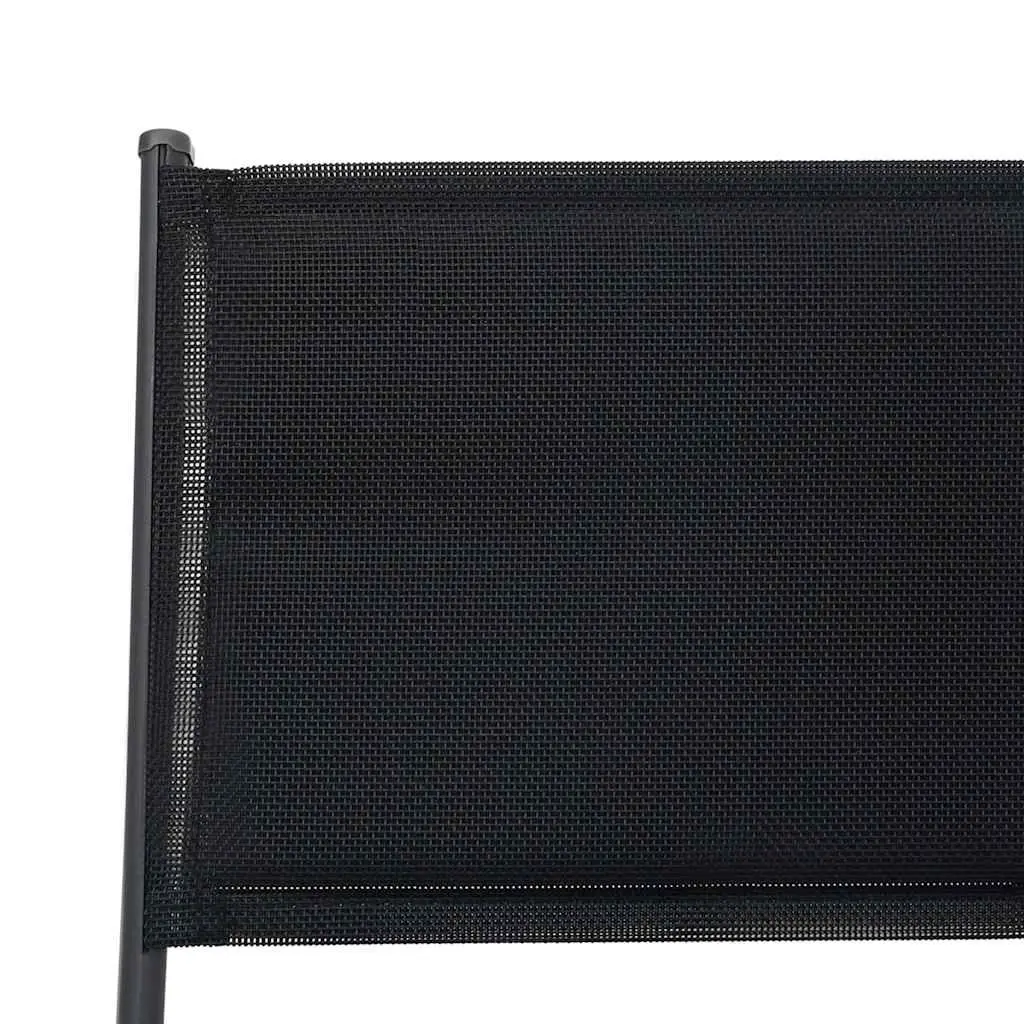 Garden Furniture Set 9 Piece Black Steel Frame Dining Table with Stackable Textilene Chairs