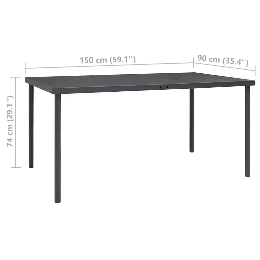 Garden Furniture Set 9 Piece Black Steel Frame Dining Table with Stackable Textilene Chairs