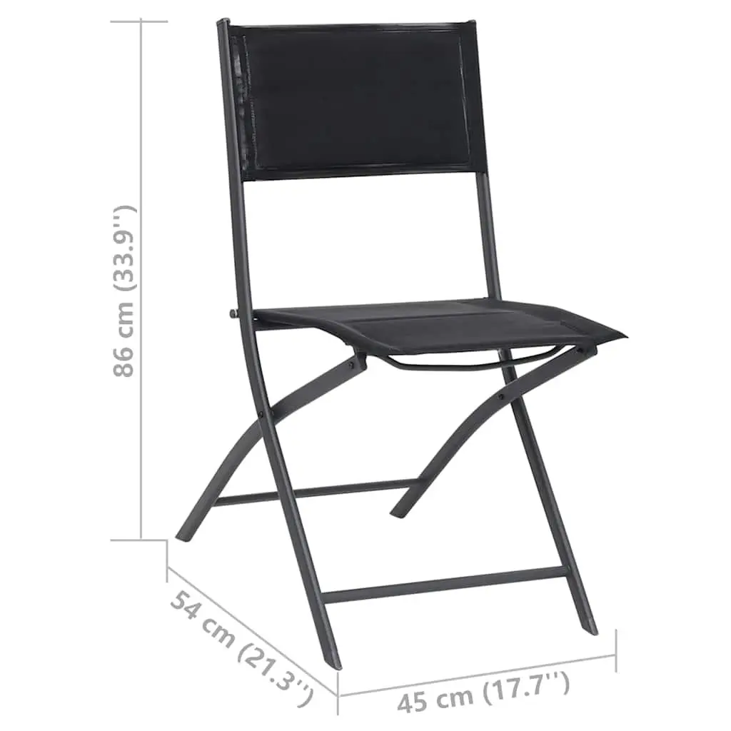 Garden Furniture Set 9 Piece Black Steel Frame Dining Table with Stackable Textilene Chairs