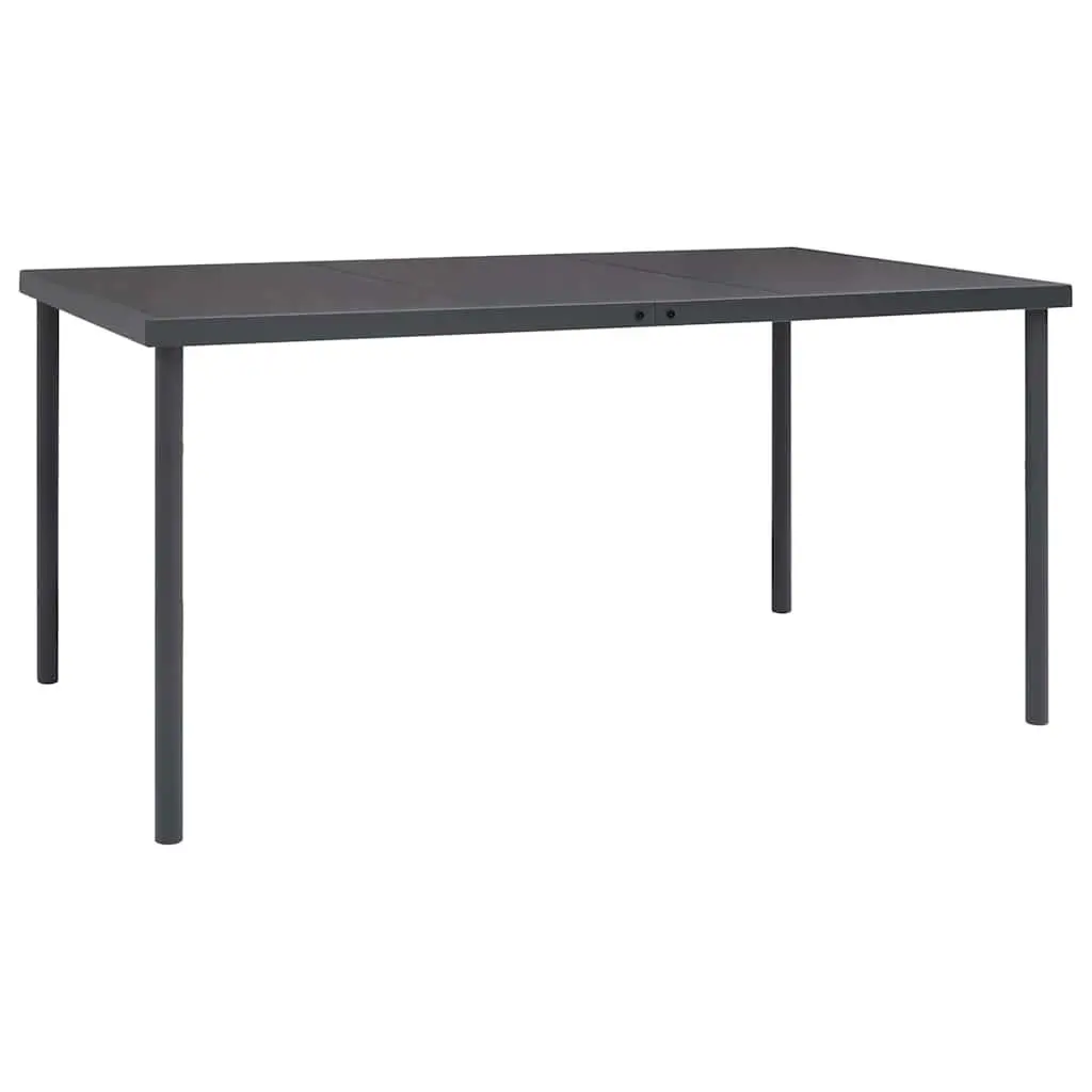 Garden Furniture Set 9 Piece Black Steel Frame Dining Table with Stackable Textilene Chairs