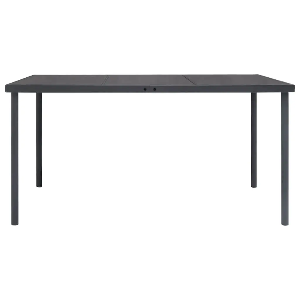 Garden Furniture Set 9 Piece Black Steel Frame Dining Table with Stackable Textilene Chairs
