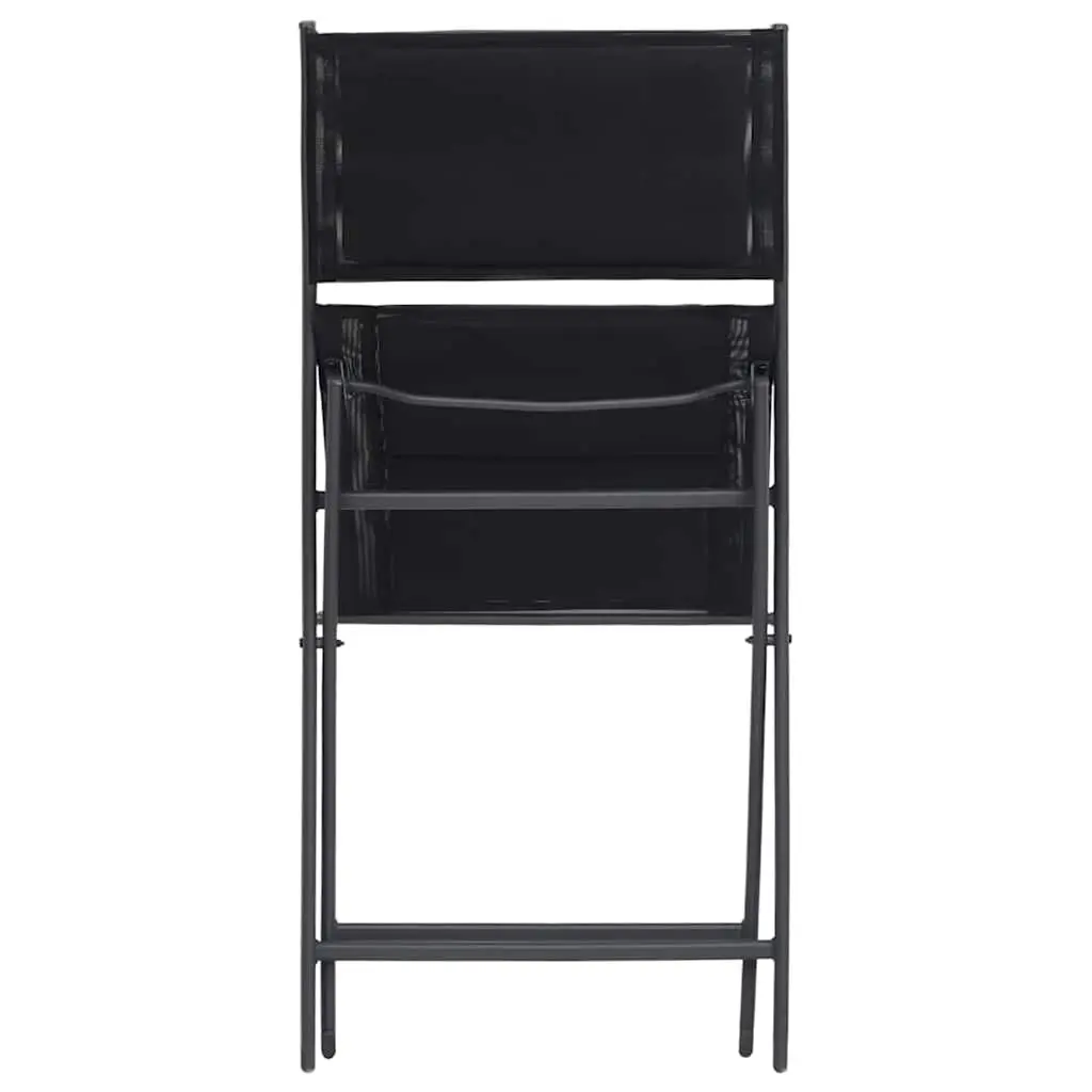 Garden Furniture Set 9 Piece Black Steel Frame Dining Table with Stackable Textilene Chairs