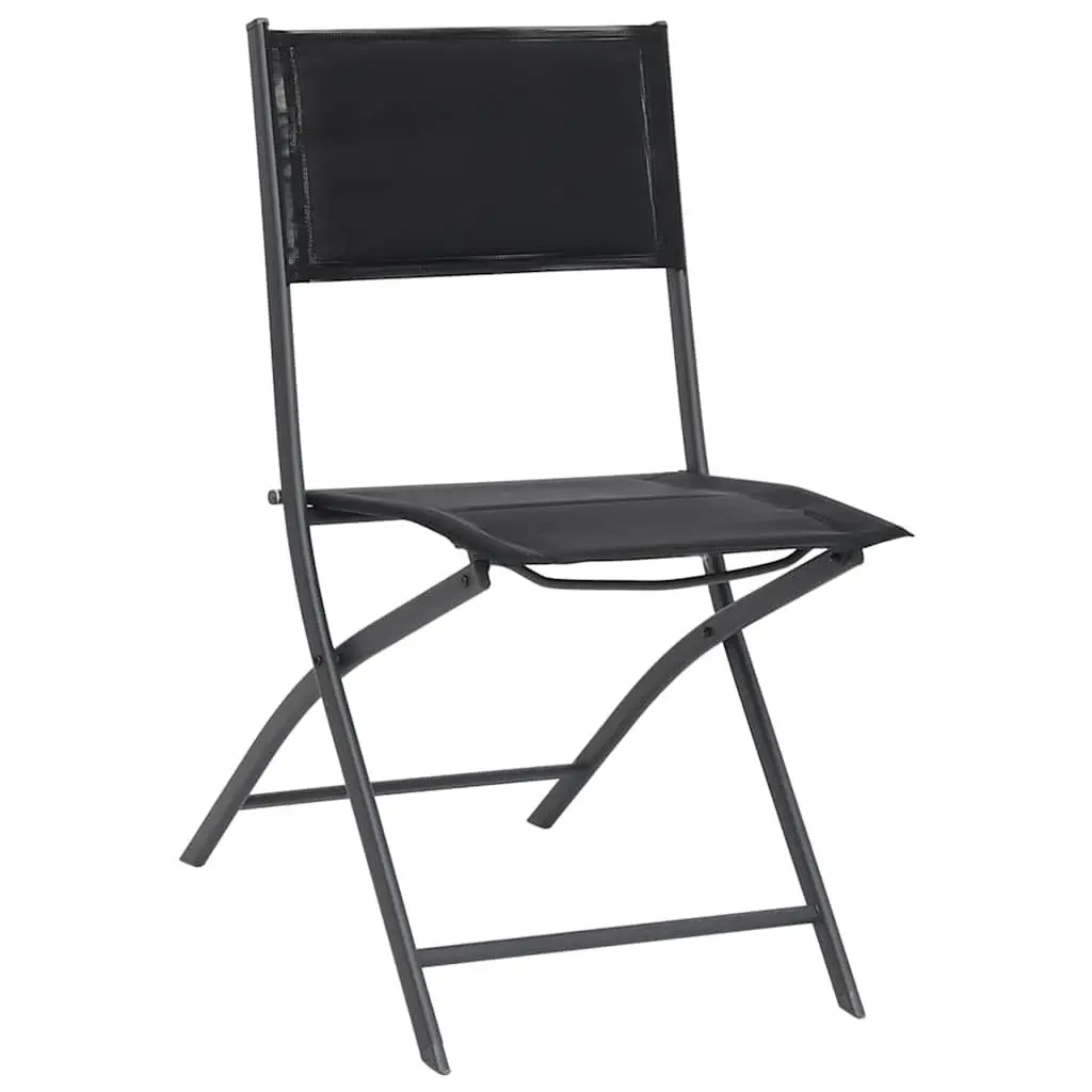 3 Piece Outdoor Dining Set Steel Frame Stackable Chairs Black