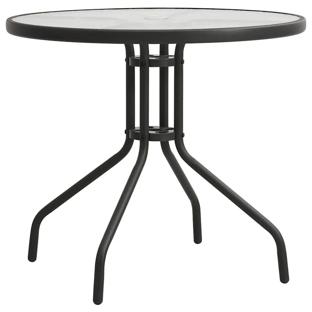 5 Piece Outdoor Dining Set Steel Frame Stackable Chairs Textilene Fabric Upholstery