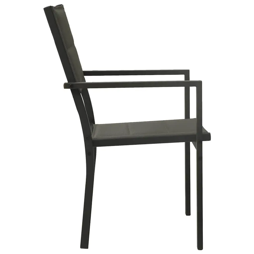 Outdoor Dining Set Black Steel Frame 5 Piece with Table and Stackable Chairs