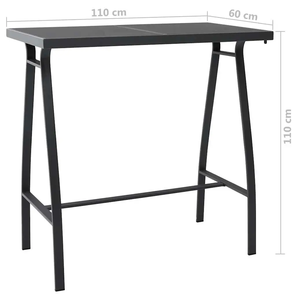 Outdoor Furniture Set 5 Piece Lightweight Steel Frame Tempered Glass Table Textilene Chairs Black