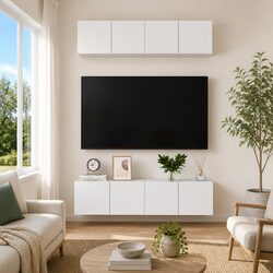 Stylish 4-Piece Wall-Mounted TV Storage Solution in White
