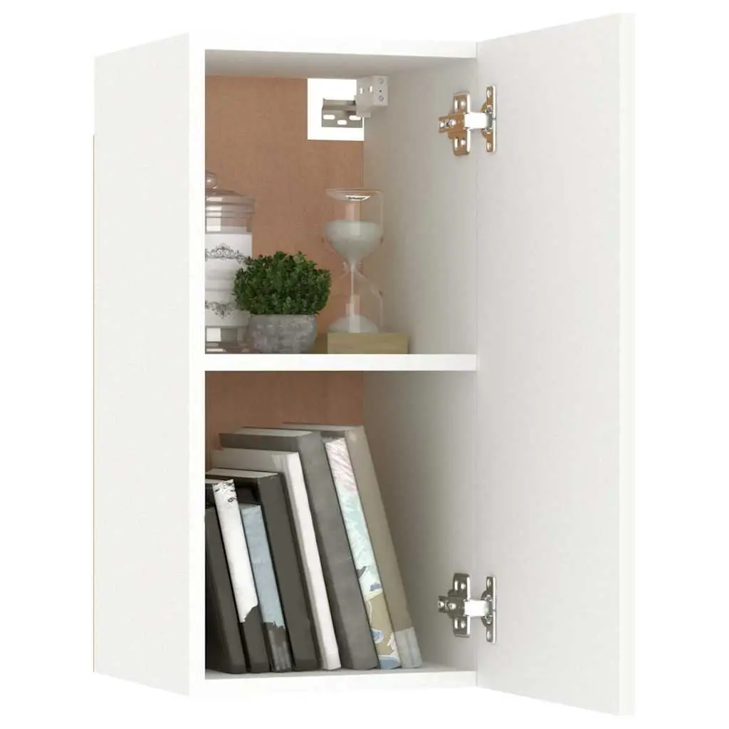 White TV Cabinet Set 4 Pieces Wall Mounted Storage Unit for Books Magazines DVDs