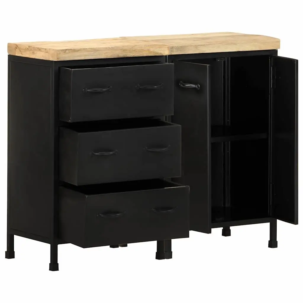 Sideboard 3 Drawers 2 Doors Rough Mango Wood Storage Cabinet