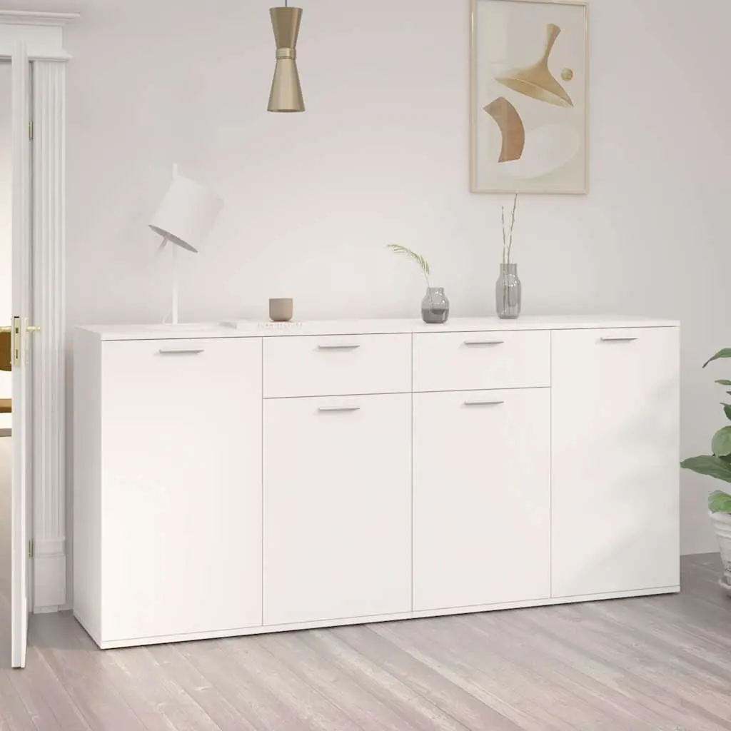 Sideboard White 160x36x75 cm Storage Cabinet Engineered Wood Buffet Modern