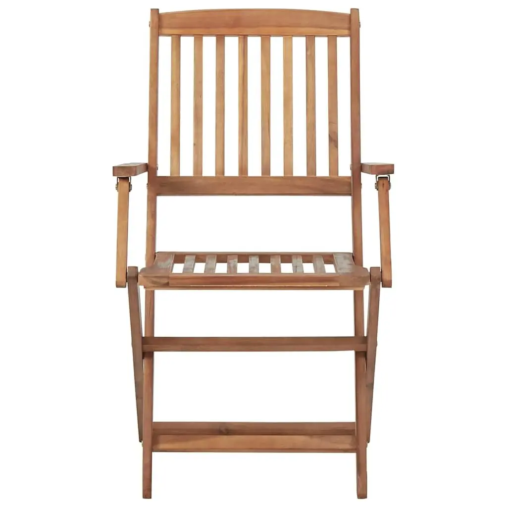 Folding Chairs Set 6 Pcs Solid Acacia Wood Weather Resistant Brown