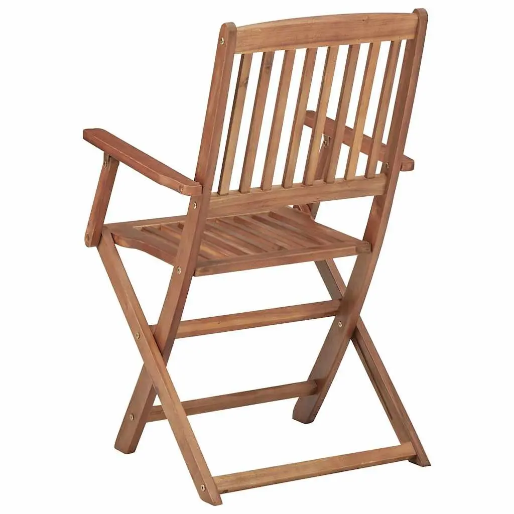 Outdoor Folding Chairs Set 8 Pcs Solid Acacia Wood Garden Dining Seating