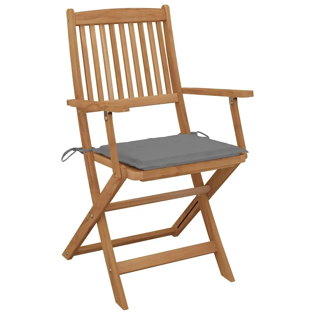 Folding Garden Chairs 6 Piece Set with Cushions Outdoor Patio Seating Grey