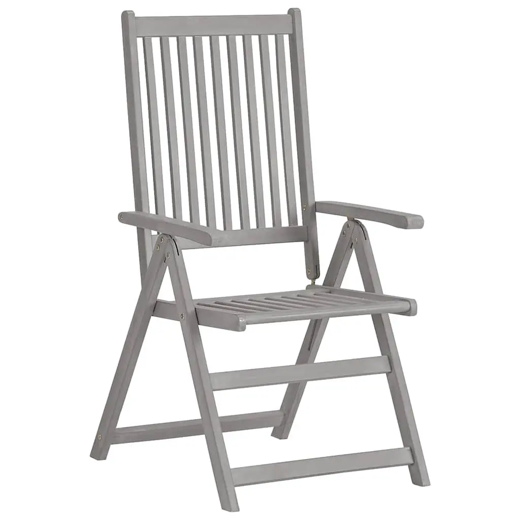 Outdoor Reclining Chairs Set 8 pcs Grey Wood 5 Position Adjustable Backrest