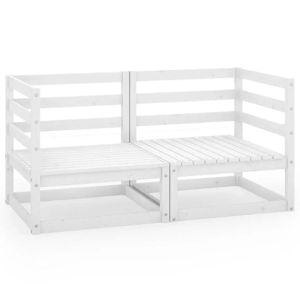 Outdoor 2-Seater Sofa Solid Pinewood Modular Lounge White