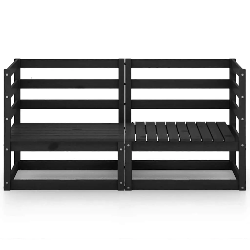 Outdoor 2-Seater Garden Sofa Solid Pine Wood Modular Lounge Black