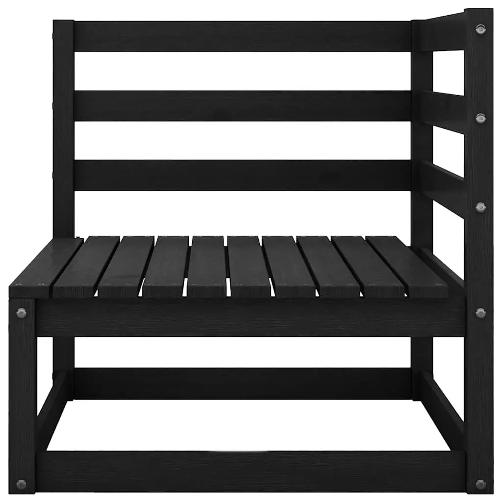 Outdoor 2-Seater Garden Sofa Solid Pine Wood Modular Lounge Black
