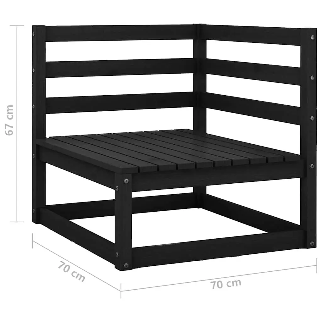 Outdoor 2-Seater Garden Sofa Solid Pine Wood Modular Lounge Black