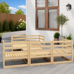 Garden Lounge Set 6 Piece Outdoor Furniture Brown Modular Patio Seating