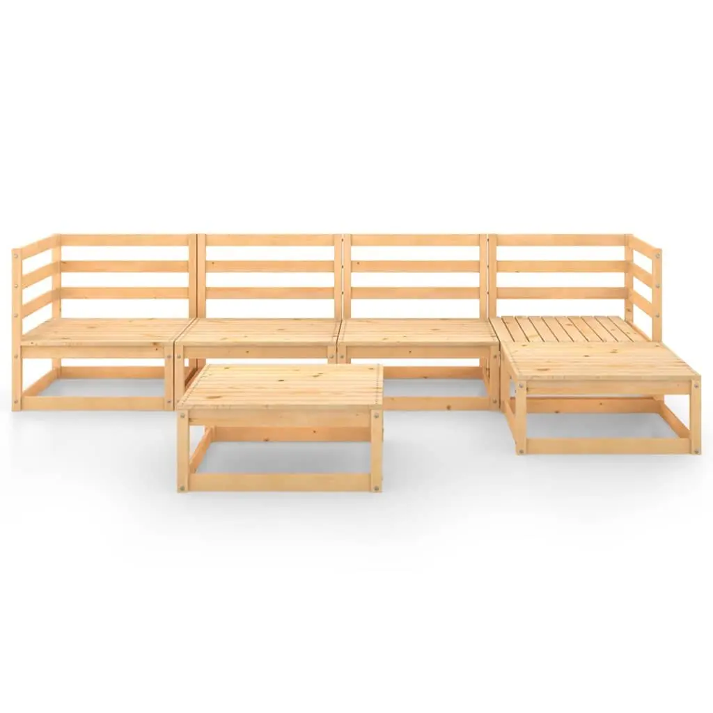 6 Piece Modular Brown Garden Lounge Set Solid Pinewood Outdoor Furniture