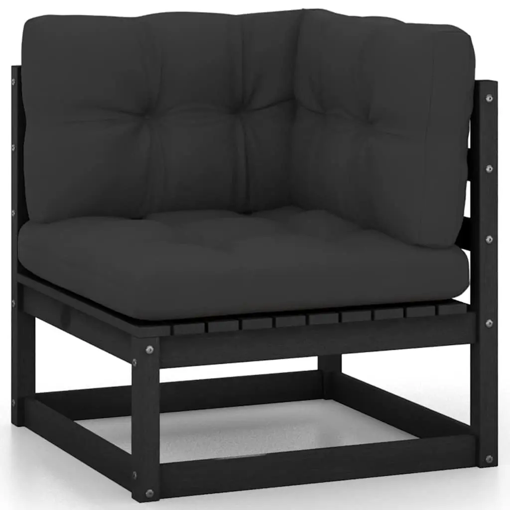 Garden Lounge Set 8 Piece Outdoor Furniture with Cushions Solid Wood Black