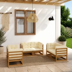Garden Lounge Set 6 Piece Outdoor Furniture with Cushions Brown Modular