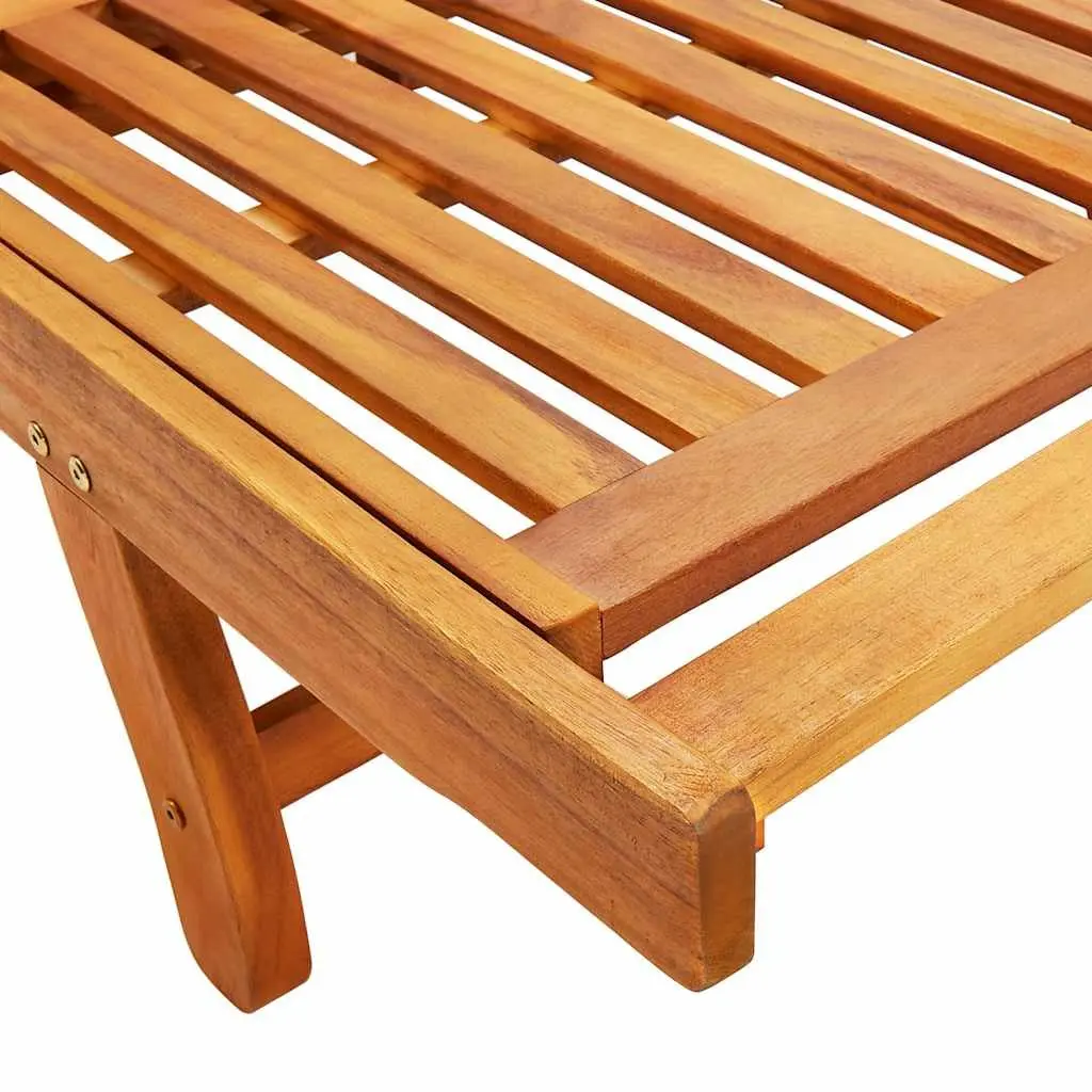 Sun Loungers 2 pcs Solid Acacia Wood Adjustable Backrest Weather-Resistant Outdoor Garden Patio Lounge Chair Set
