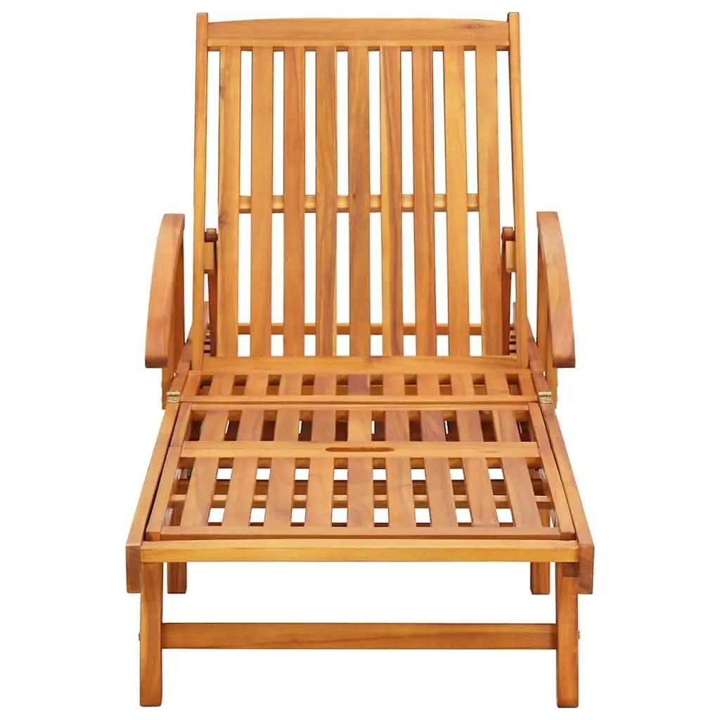 Sun Lounger 2pc Set with Cushions Solid Acacia Wood Outdoor Patio Daybed