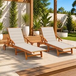 Outdoor Sun Loungers with Table and Cushions for Relaxation