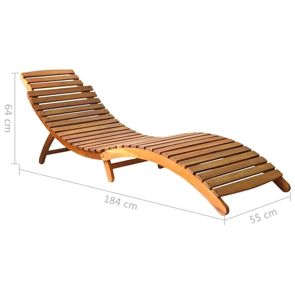 Sun Lounger Set 2 pcs Solid Wood Acacia Outdoor Garden Patio Folding