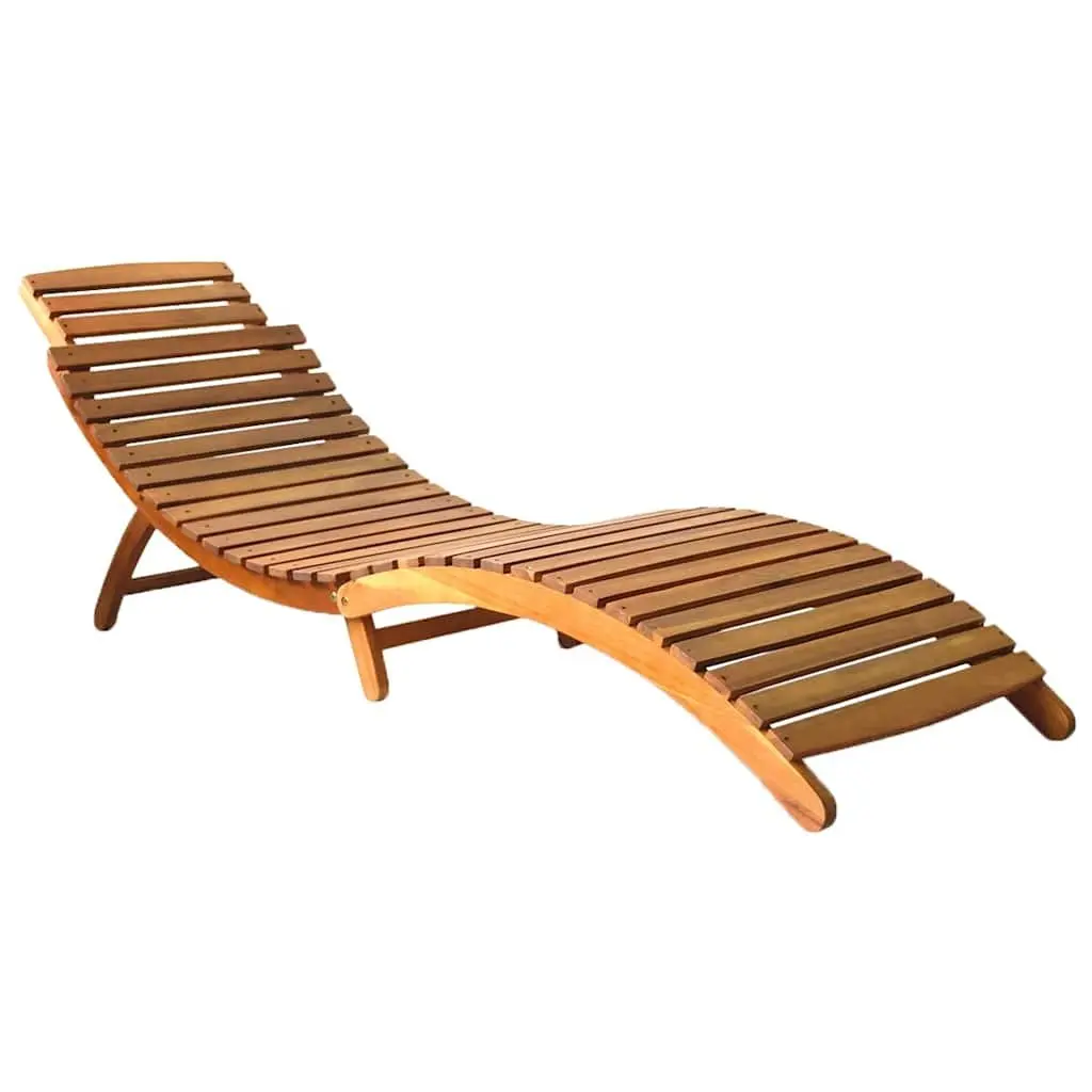 Wooden Sun Lounger Set 2 Pieces Foldable with Cushion Outdoor Patio Garden Furniture