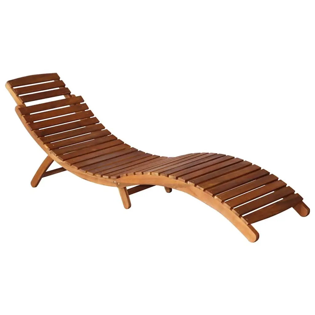 Sun Loungers Set 2 pcs with Side Table and Cushions Solid Acacia Wood Outdoor