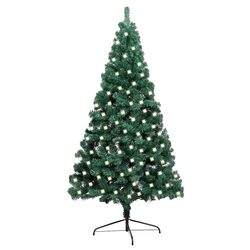 Space-Saving Half Christmas Tree with LED Lights, 120cm Green