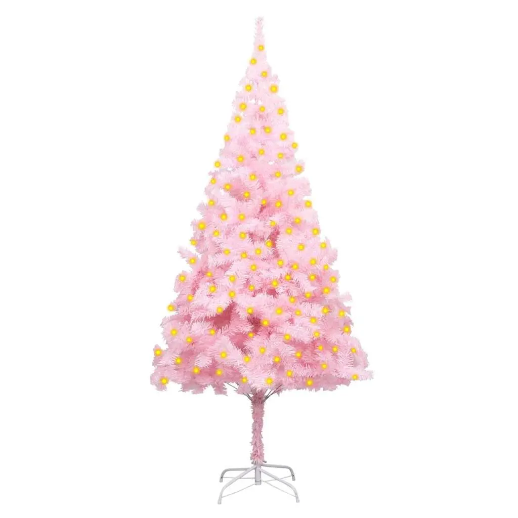 Pink Artificial Christmas Tree 180cm Pre-lit LED Lights with Stand Holiday Decor