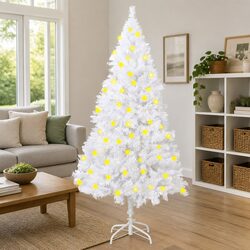 White Artificial Christmas Tree 150cm Pre-lit LED Thick Branches Holiday