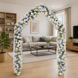 10m Green Christmas Garland with LED Lights and Snow