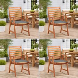 Outdoor Dining Chairs Set 4 pcs with Cushions Solid Wood Garden Seating Grey