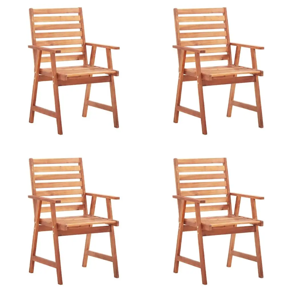 Outdoor Dining Chairs Set 4 pcs Solid Acacia Wood Weather Resistant with Cushions Grey