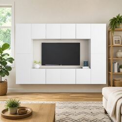 Contemporary White Wall Mounted TV Cabinet Set for Your Home