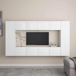 White 8 Piece TV Cabinet Set for a Chic Living Room