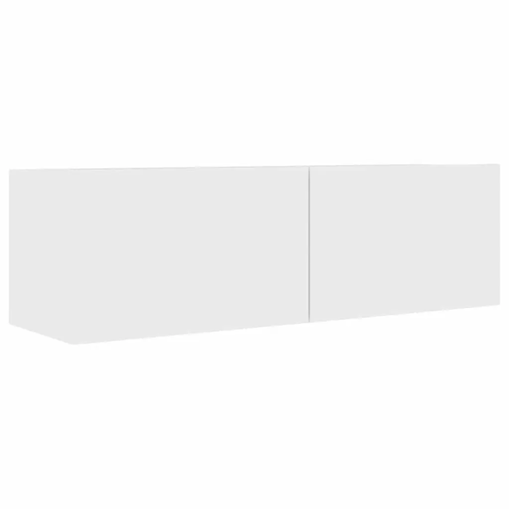 Wall-Mounted TV Cabinet Set 8 Piece White Storage Unit Floating Shelves