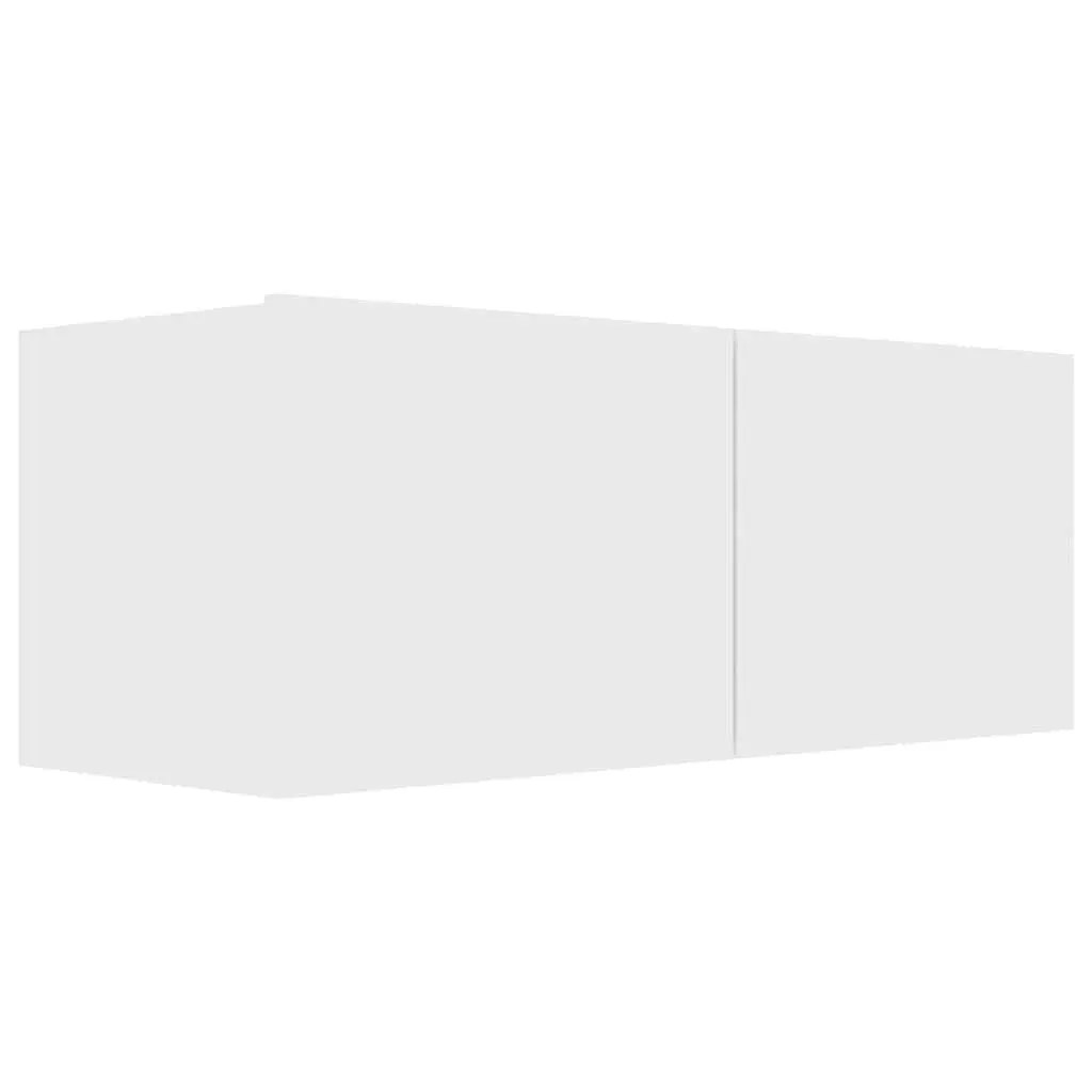 4 Piece White Wall Mounted TV Storage Unit Living Room Cabinet Set